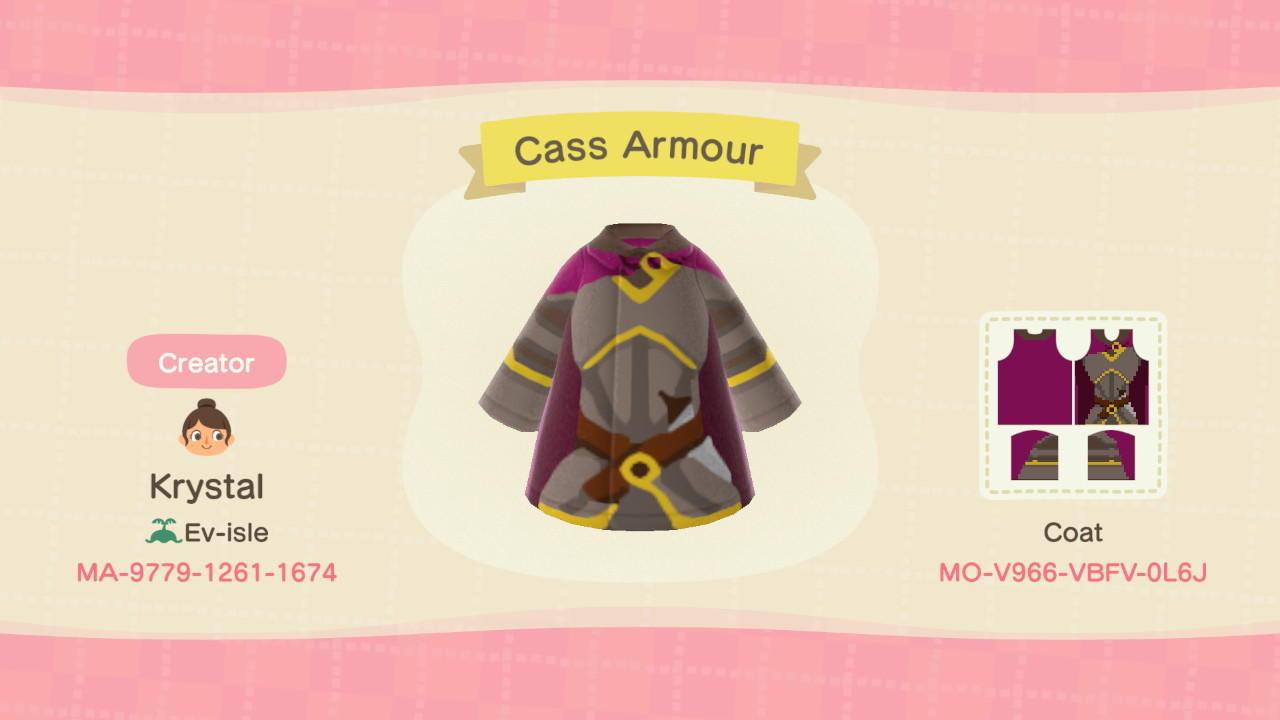 Animal Crossing Design Code: MO-V966-VBFV-0L6J Cass Armour