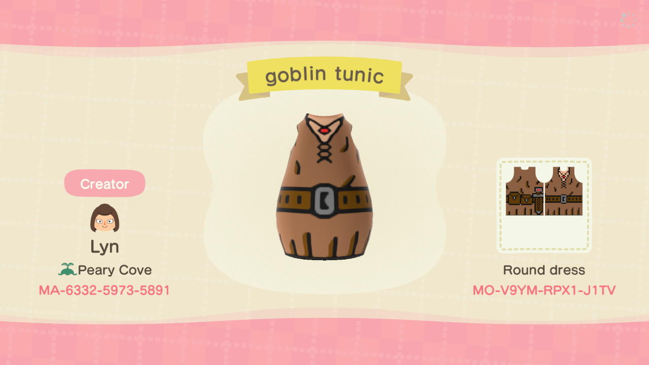 Animal Crossing Design Code: MO-V9YM-RPX1-J1TV Tunic