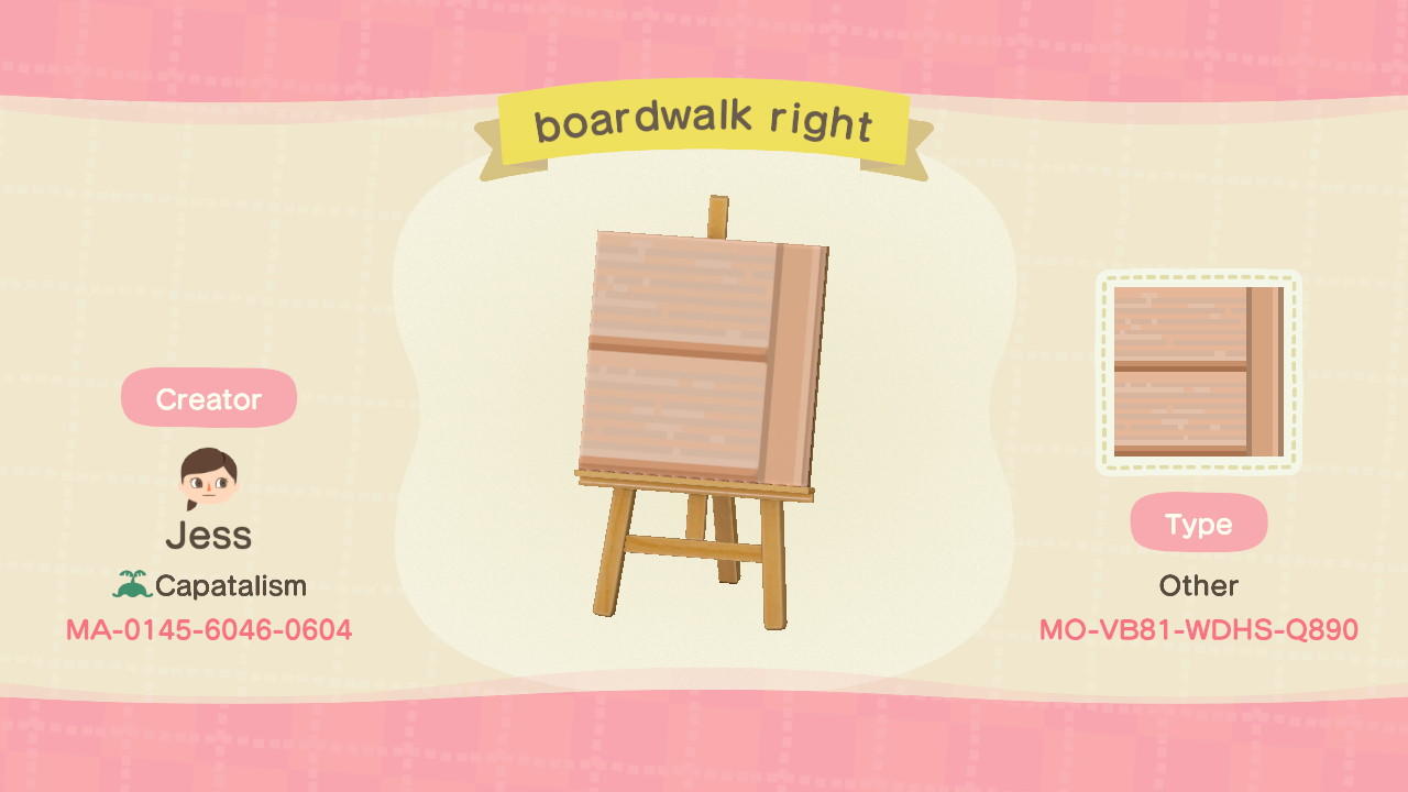 Animal Crossing Design Code: MO-VB81-WDHS-Q890 boardwalk right