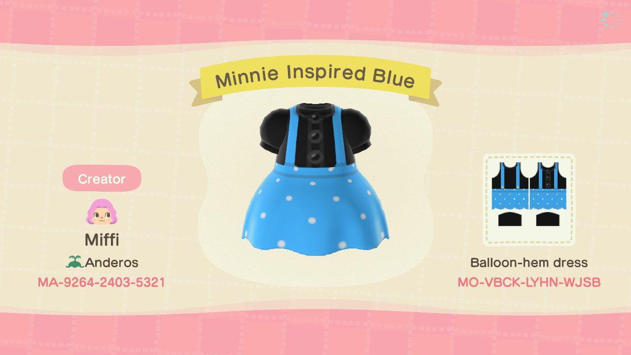 Animal Crossing Design Code: MO-VBCK-LYHN-WJSB Minnie Inspired Blue