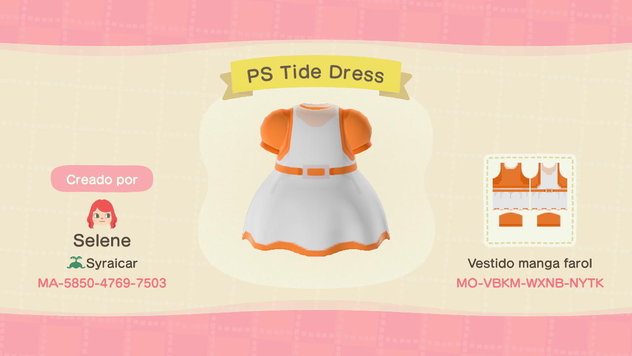 Animal Crossing Design Code: MO-VBKM-WXNB-NYTK PS Tide Dress