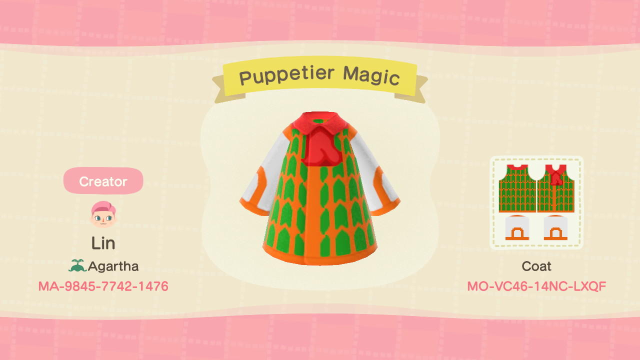 Animal Crossing Design Code: MO-VC46-14NC-LXQF Puppetier Magic