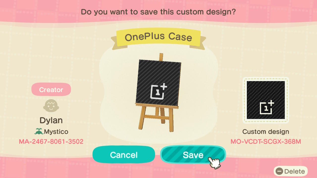 Animal Crossing Design Code: MO-VCDT-SCGX-368M OnePlus Case