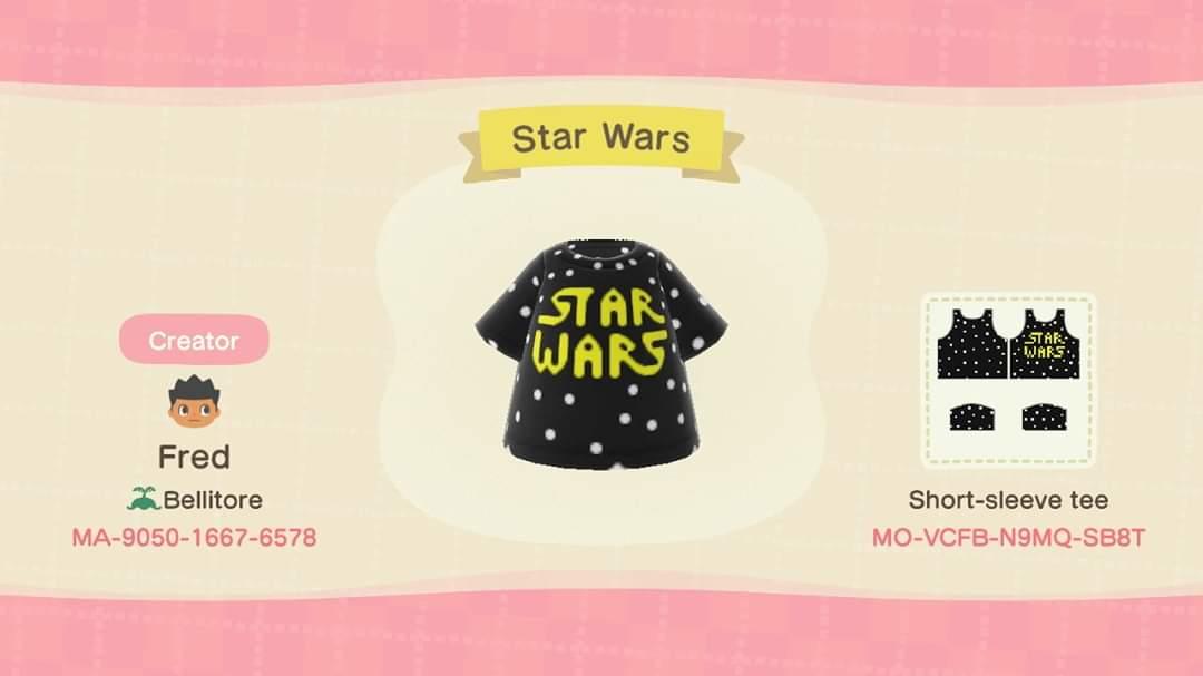 Animal Crossing Design Code: MO-VCFB-N9MQ-SB8T Star wars T-shirt