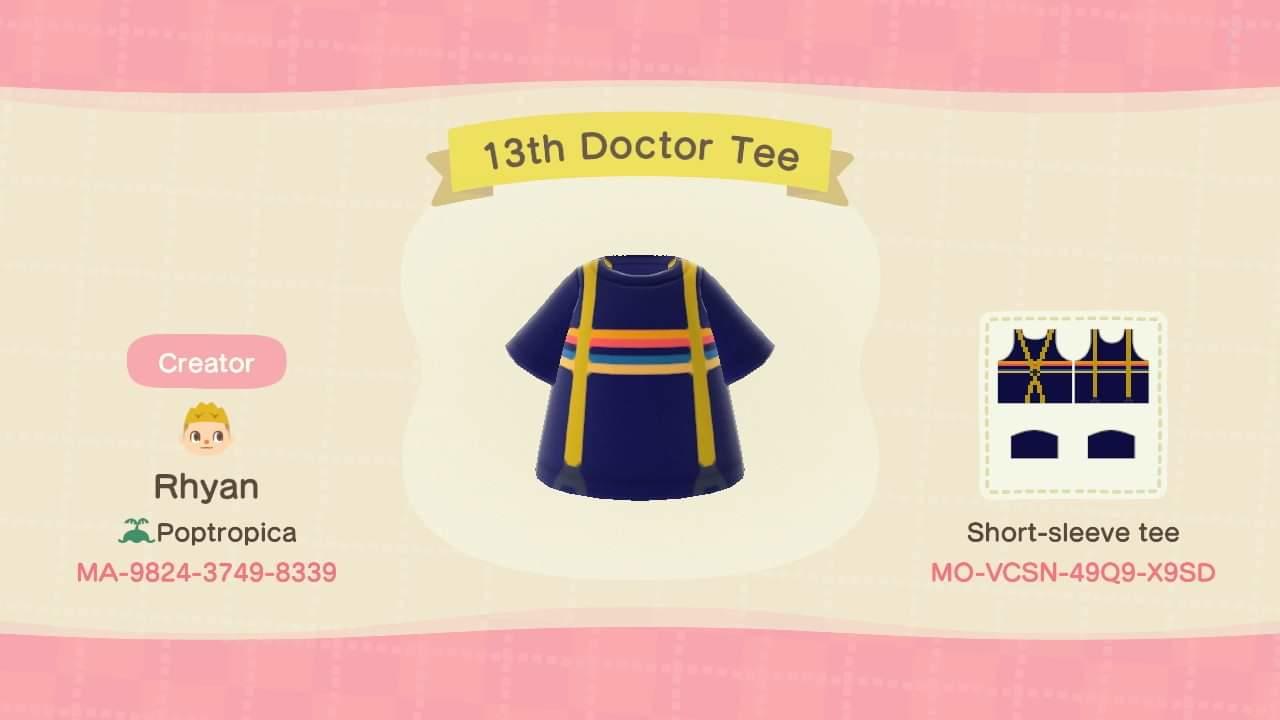 Animal Crossing Design Code: MO-VCSN-49Q9-X9SD 13th Doctor Tee