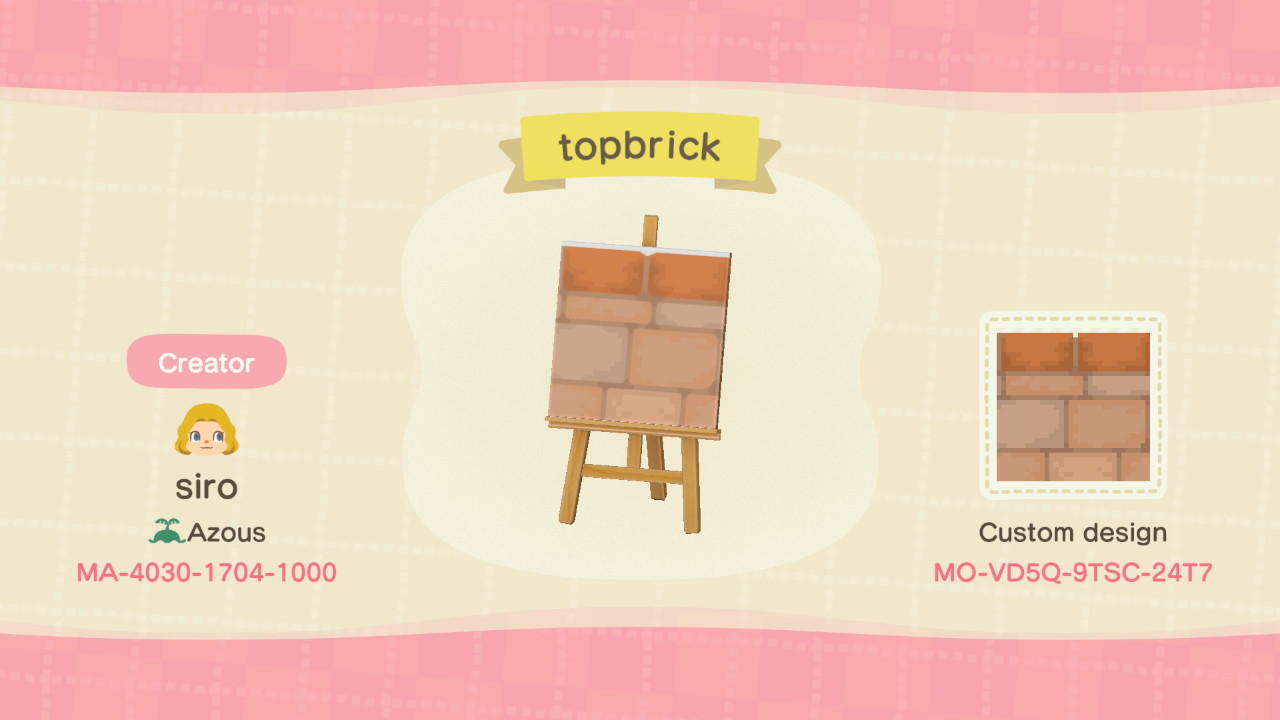 Animal Crossing Design Code: MO-VD5Q-9TSC-24T7 Brick Path - Top