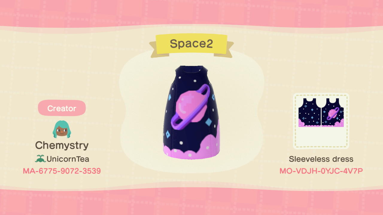 Animal Crossing Design Code: MO-VDJH-0YJC-4V7P Spacey Dress