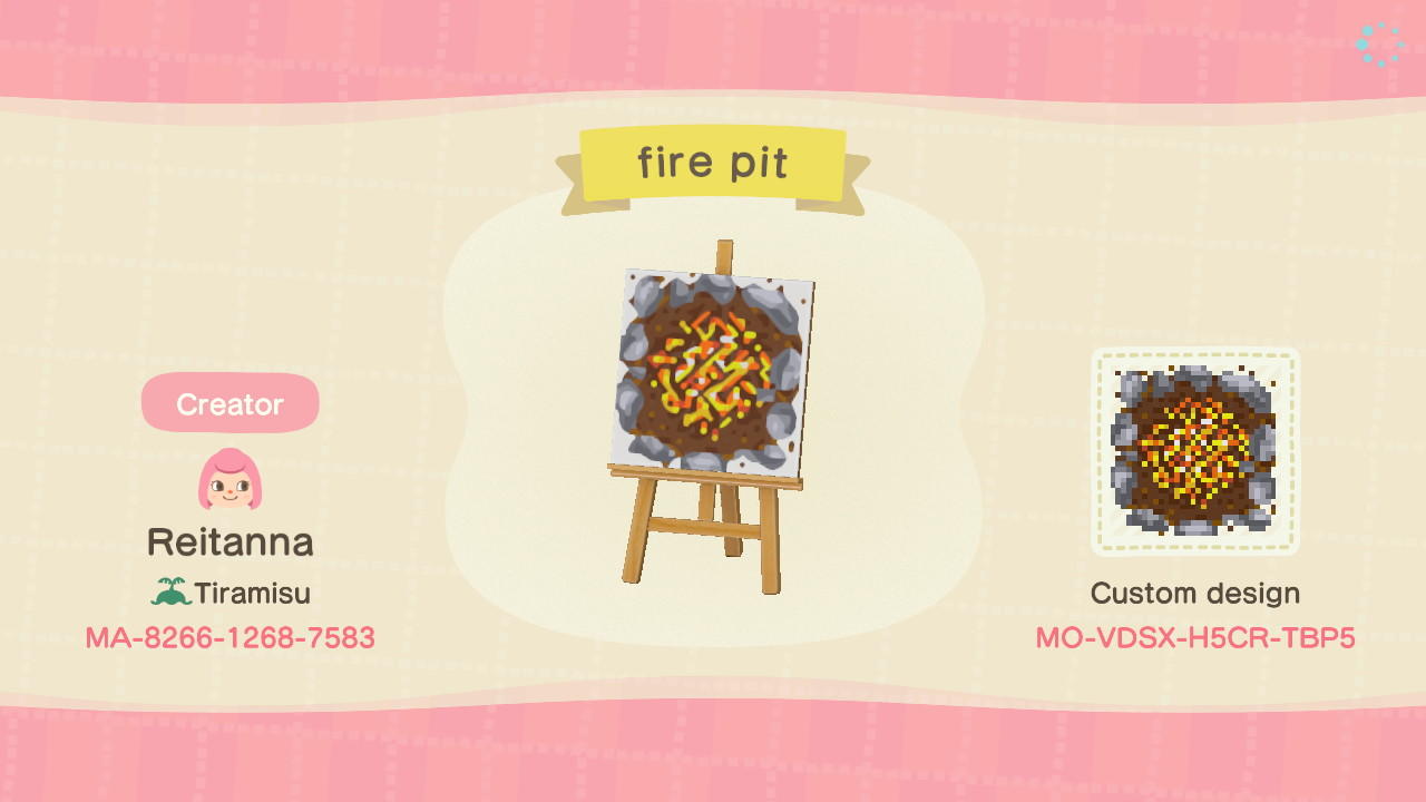 Animal Crossing Design Code: MO-VDSX-H5CR-TBP5 fire pit