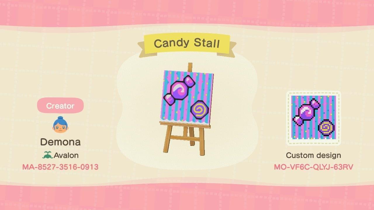 Animal Crossing Design Code: MO-VF6C-QLYJ-63RV Candy Stall
