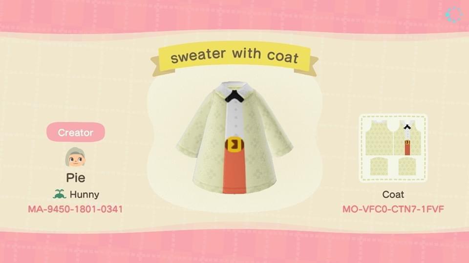 Animal Crossing Design Code: MO-VFC0-CTN7-1FVF Sweater with coat