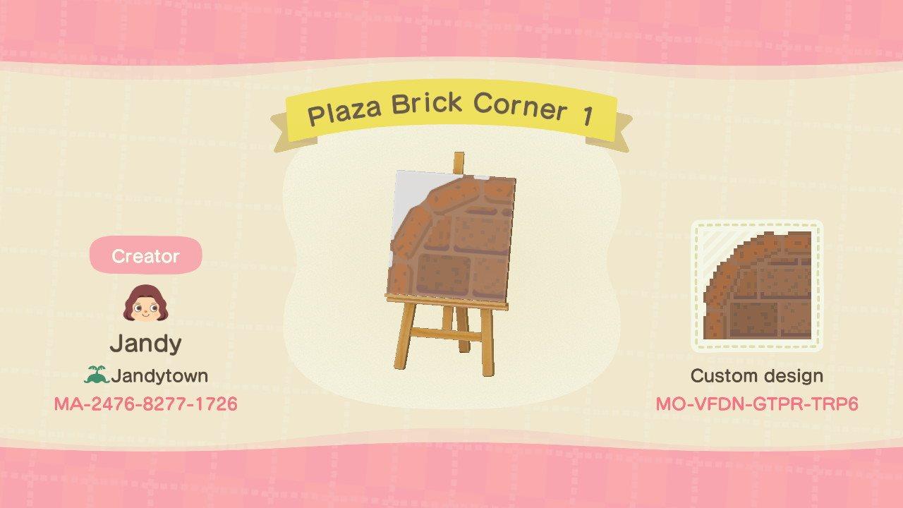 Animal Crossing Design Code: MO-VFDN-GTPR-TRP6 Plaza Brick Corner 1