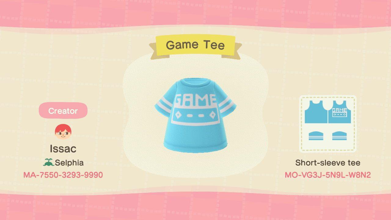 Animal Crossing Design Code: MO-VG3J-5N9L-W8N2 Game Tee