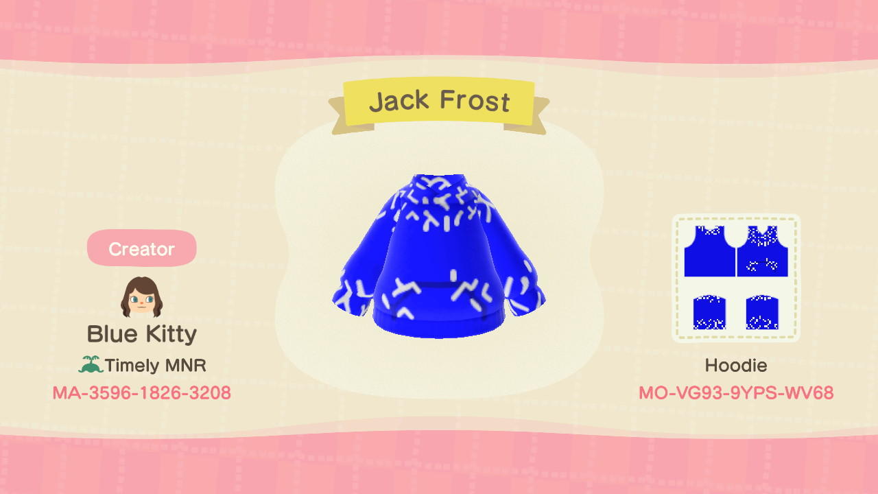 Animal Crossing Design Code: MO-VG93-9YPS-WV68 Jack Frost
