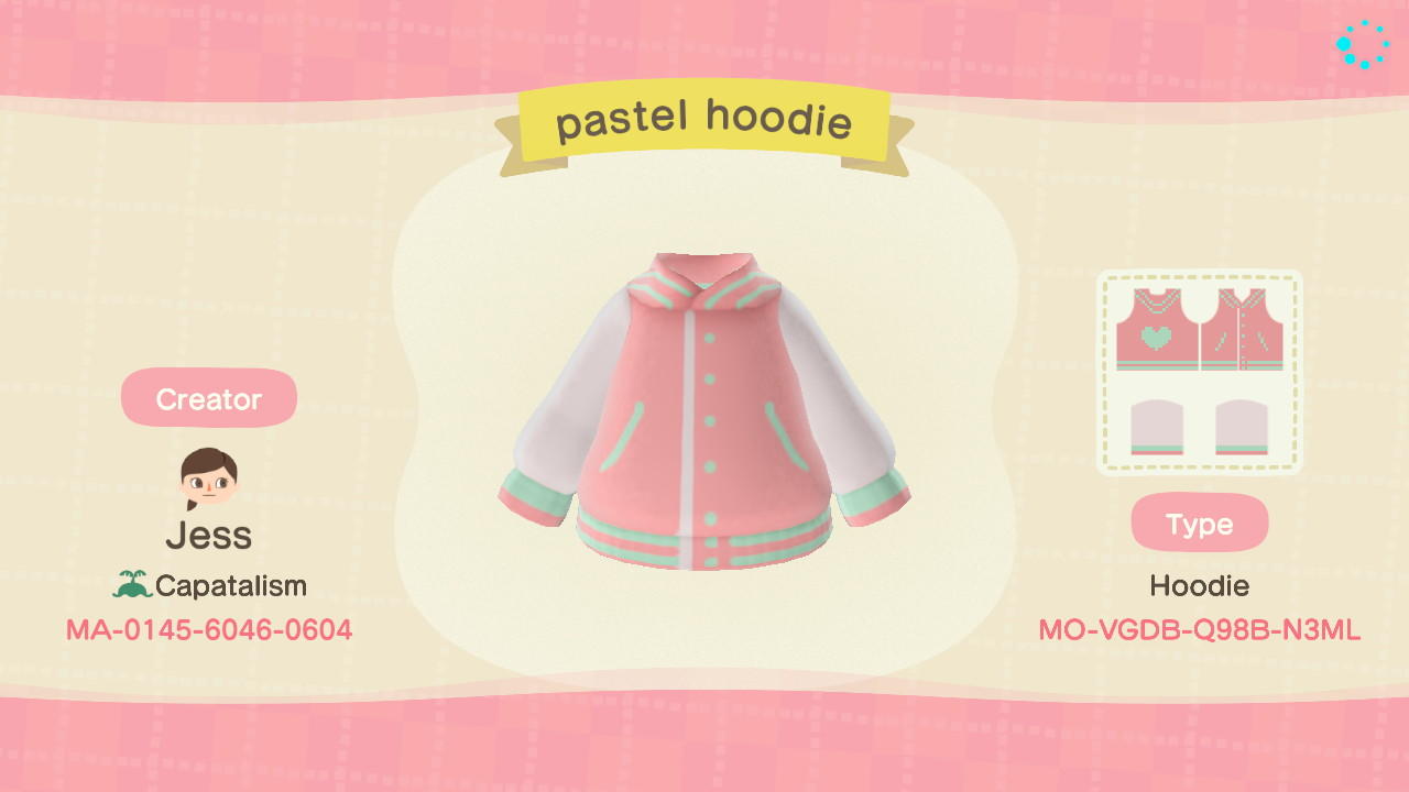 Animal Crossing Design Code: MO-VGDB-Q98B-N3ML pastel hoodie