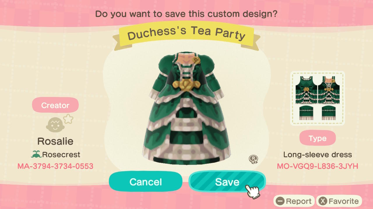 Animal Crossing Design Code: MO-VGQ9-L836-3JYH Duchess’ Tea Party
