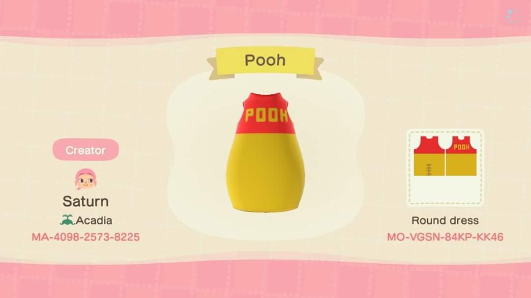Animal Crossing Design Code: MO-VGSN-84KP-KK46 Pooh