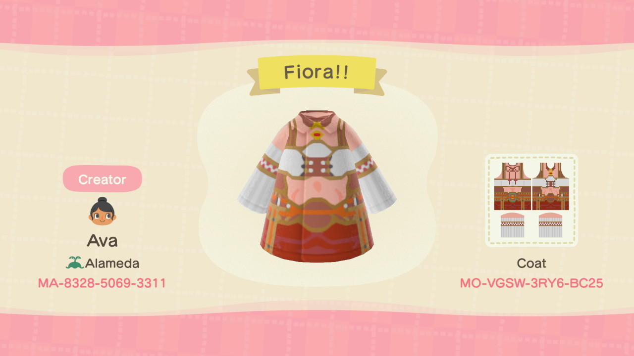 Animal Crossing Design Code: MO-VGSW-3RY6-BC25 Fiora!!