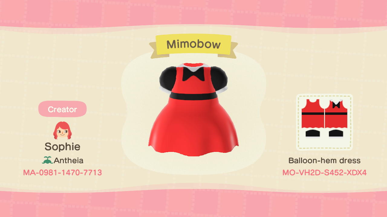 Animal Crossing Design Code: MO-VH2D-S452-XDX4 Mimobow