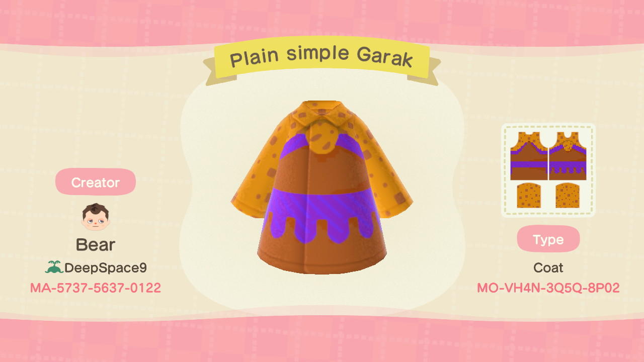 Animal Crossing Design Code: MO-VH4N-3Q5Q-8P02 Star Trek Garak