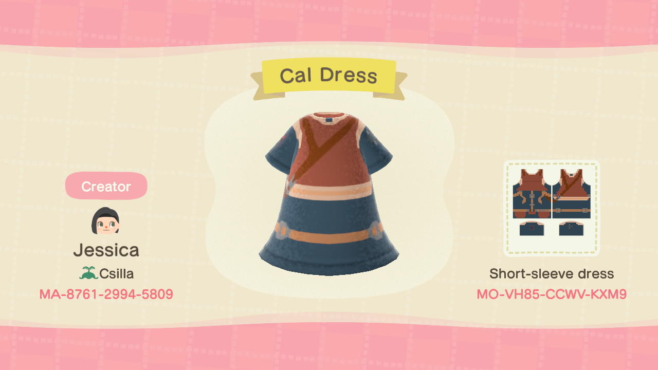 Animal Crossing Design Code: MO-VH85-CCWV-KXM9 Cal Dress