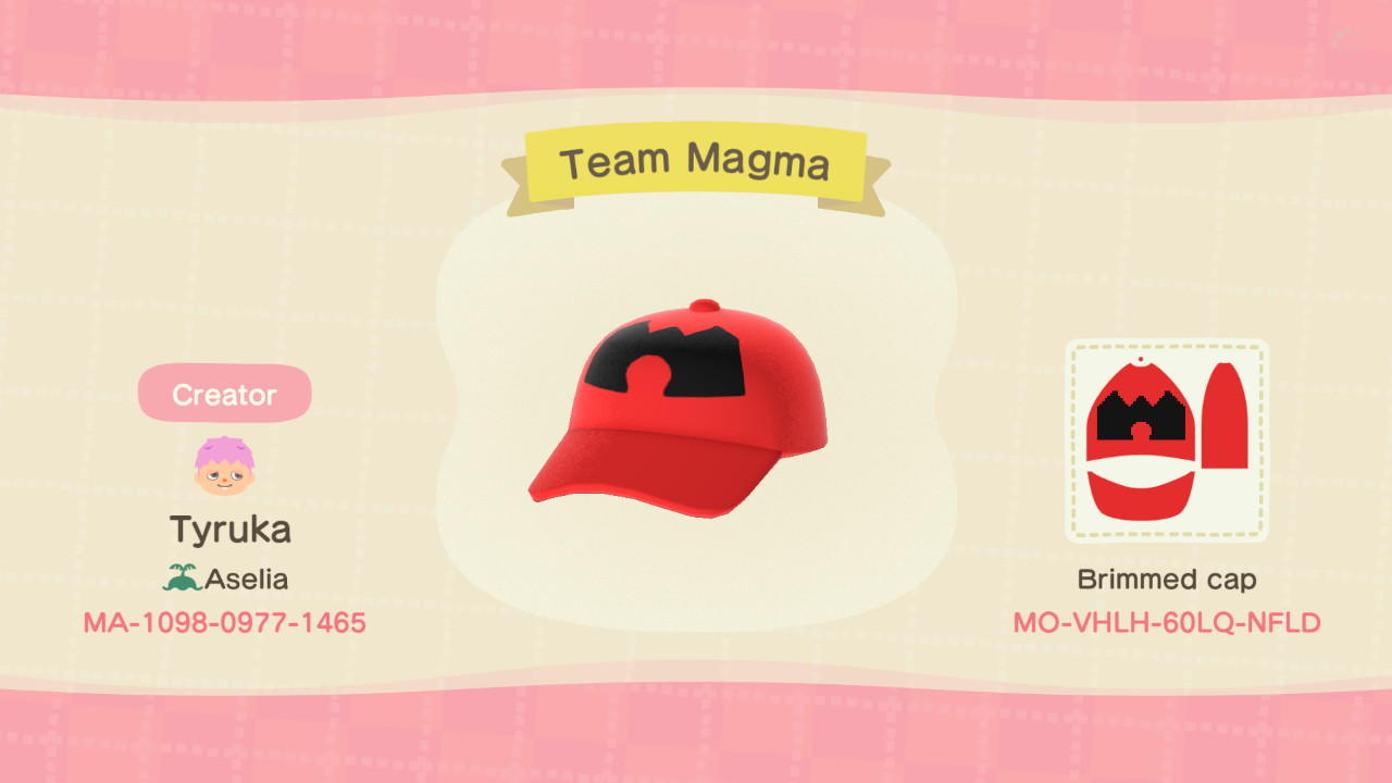 Animal Crossing Design Code: MO-VHLH-60LQ-NFLD Team Magma