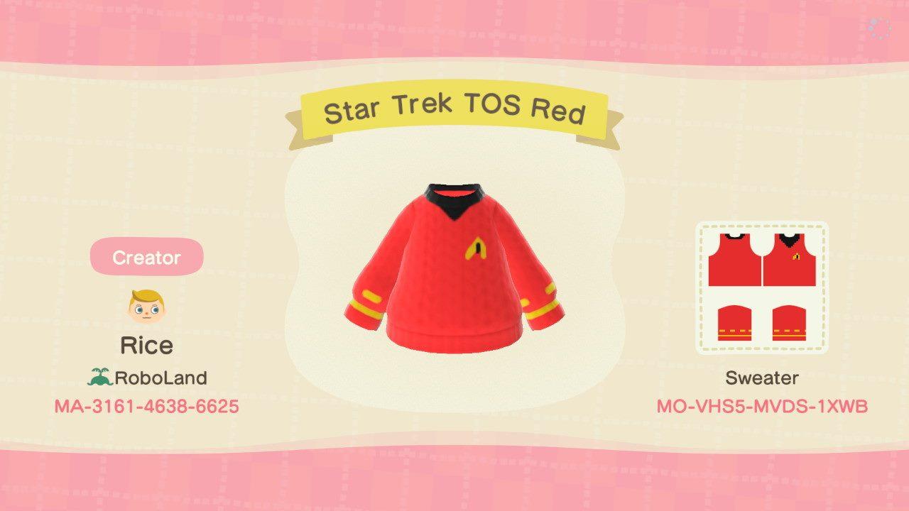 Animal Crossing Design Code: MO-VHS5-MVDS-1XWB Star Trek TOS Red