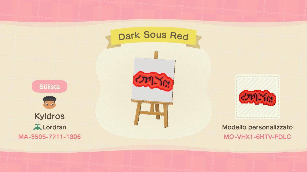 Animal Crossing Design Code: MO-VHX1-6HTV-FDLC Dark Souls Red Sign