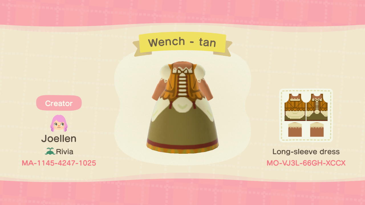 Animal Crossing Design Code: MO-VJ3L-66GH-XCCX Wench