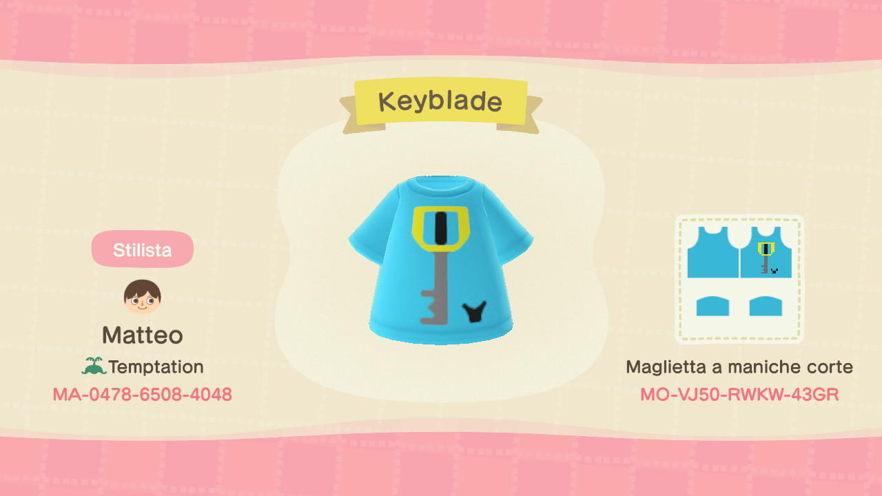 Animal Crossing Design Code: MO-VJ50-RWKW-43GR Keyblade
