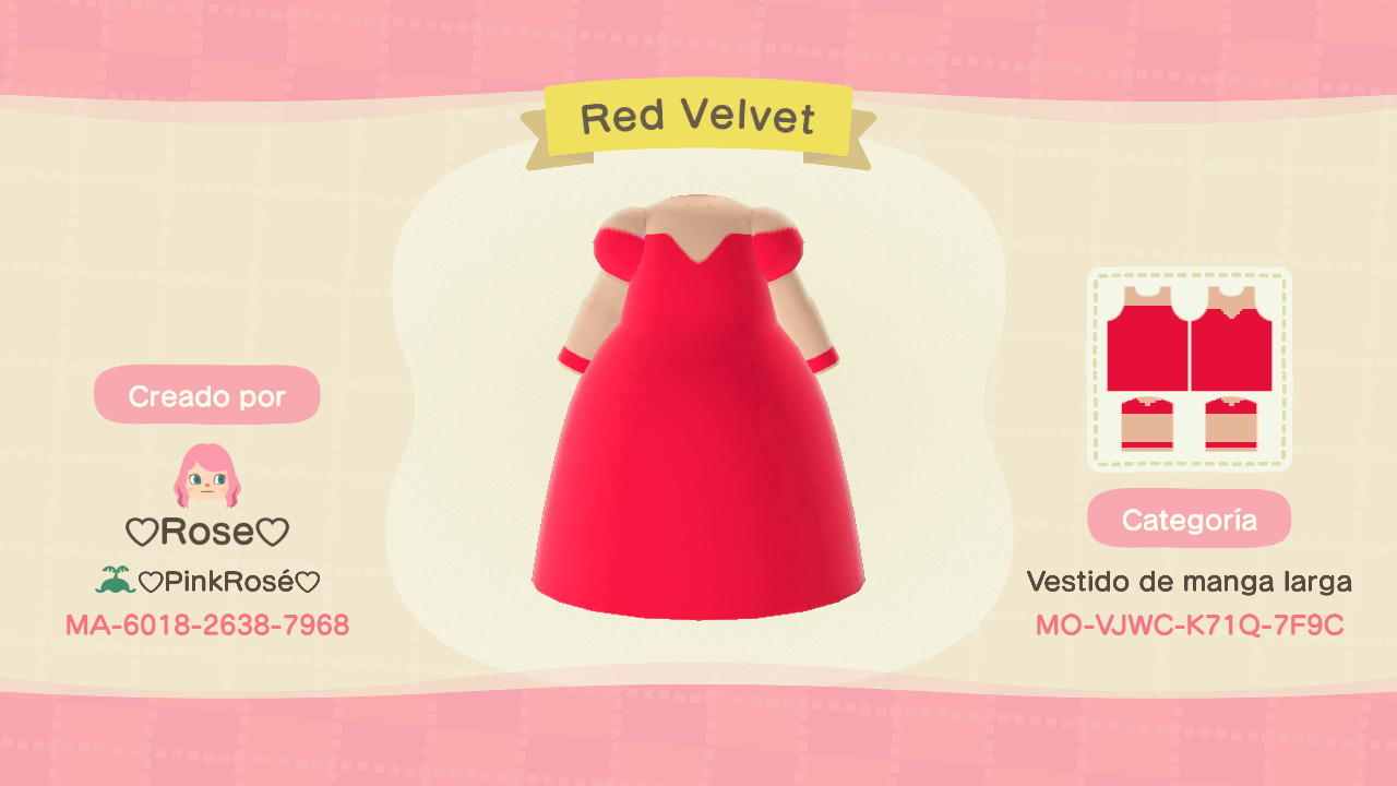 Animal Crossing Design Code: MO-VJWC-K71Q-7F9C Red Velvet