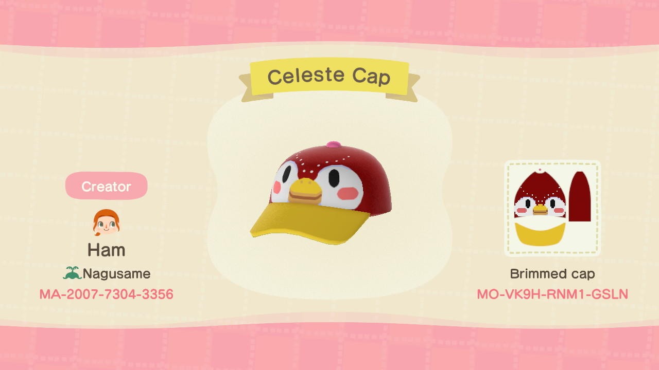 Animal Crossing Design Code: MO-VK9H-RNM1-GSLN Celeste Cap