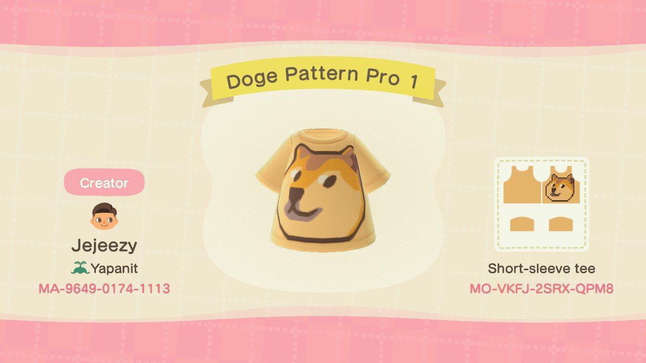 Animal Crossing Design Code: MO-VKFJ-2SRX-QPM8 Doge Shirt