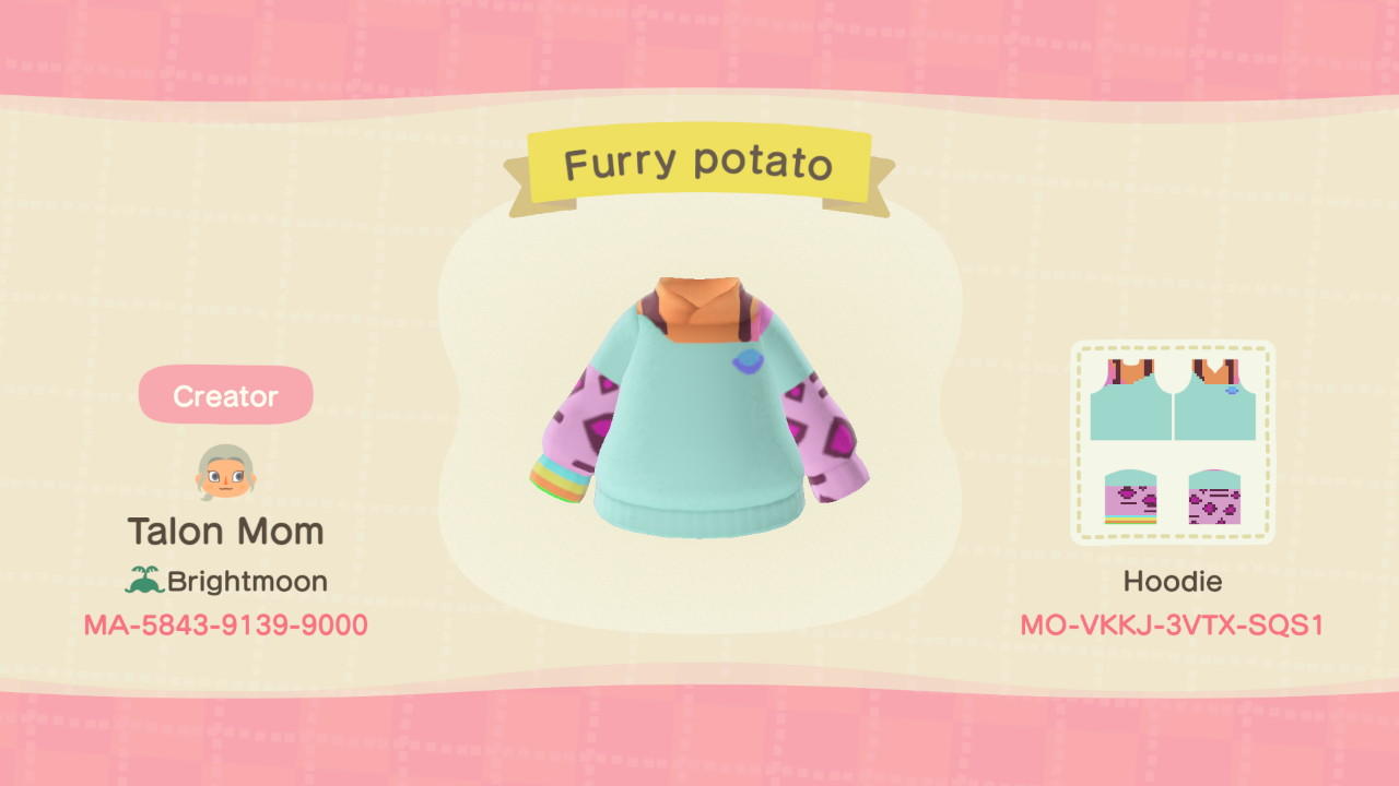 Animal Crossing Design Code: MO-VKKJ-3VTX-SQS1 Furry Potato