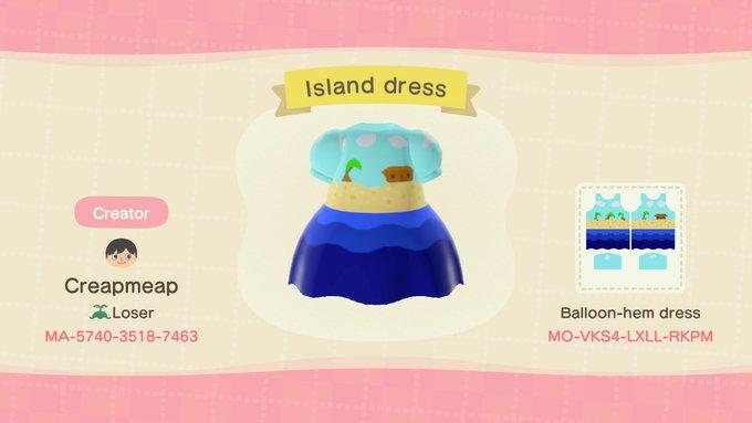 Animal Crossing Design Code: MO-VKS4-LXLL-RKPM Island dress