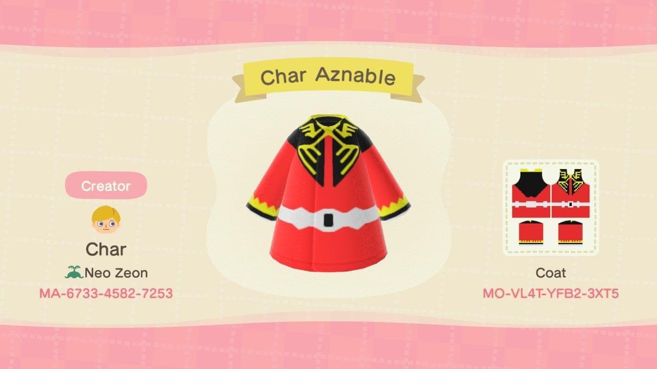 Animal Crossing Design Code: MO-VL4T-YFB2-3XT5 Char Aznable