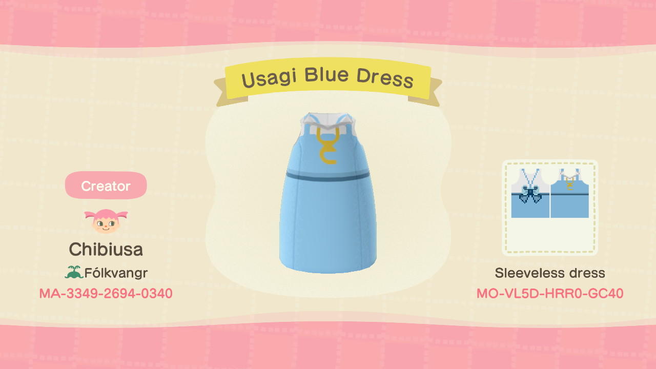 Animal Crossing Design Code: MO-VL5D-HRR0-GC40 Sailor Moon Usagi