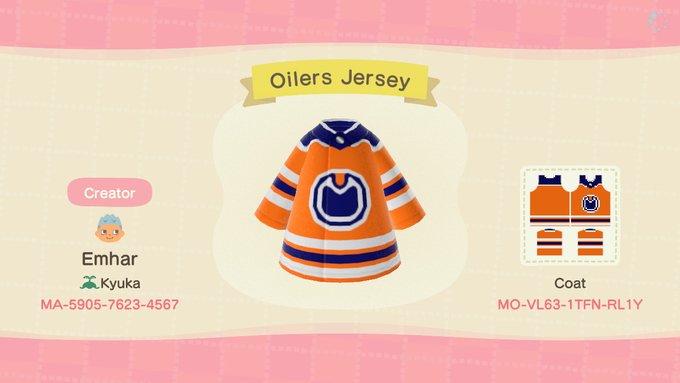 Animal Crossing Design Code: MO-VL63-1TFN-RL1Y Oilers Jersey