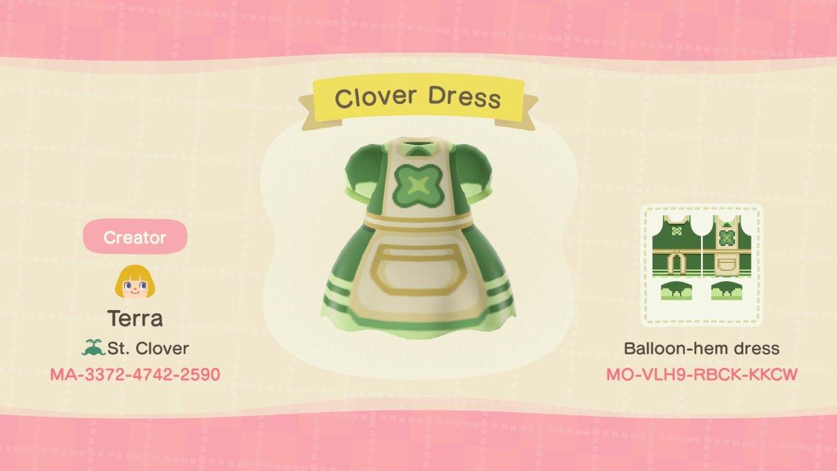 Animal Crossing Design Code: MO-VLH9-RBCK-KKCW Clover Dress