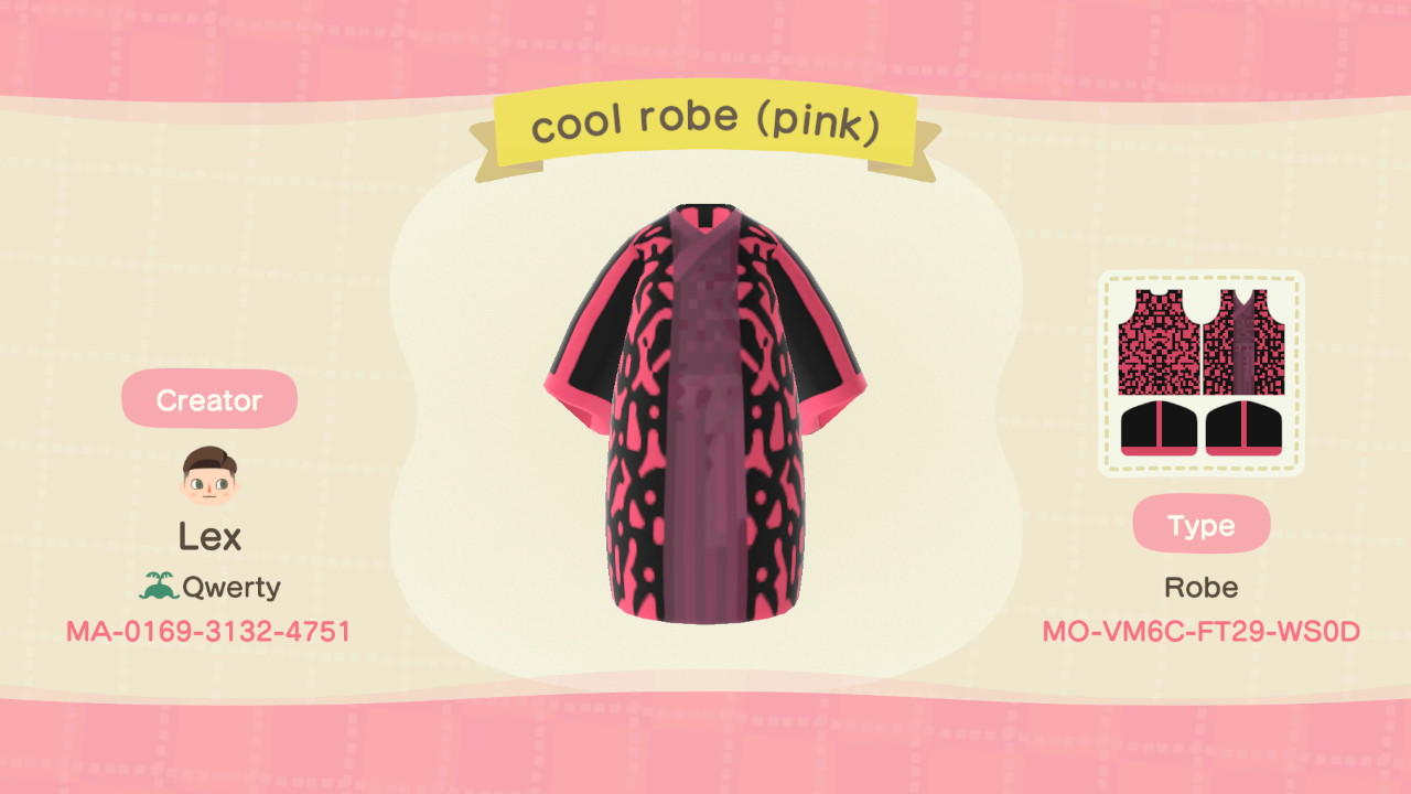 Animal Crossing Design Code: MO-VM6C-FT29-WS0D Cool Robe Pink