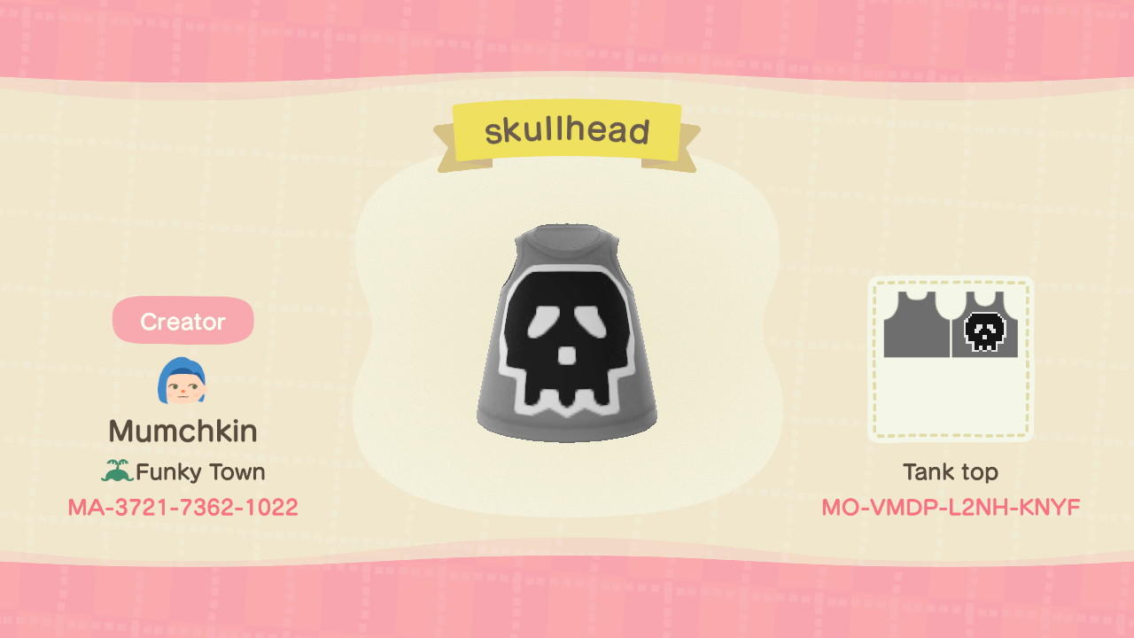 Animal Crossing Design Code: MO-VMDP-L2NH-KNYF skullhead