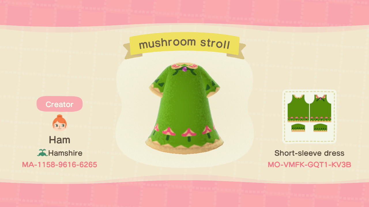Animal Crossing Design Code: MO-VMFK-GQT1-KV3B mushroom stroll