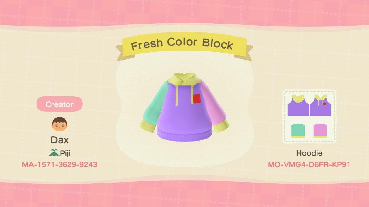 Animal Crossing Design Code: MO-VMG4-D6FR-KP91 Fresh Color Block