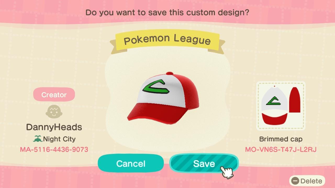 Animal Crossing Design Code: MO-VN6S-T47J-L2RJ Pokemon League