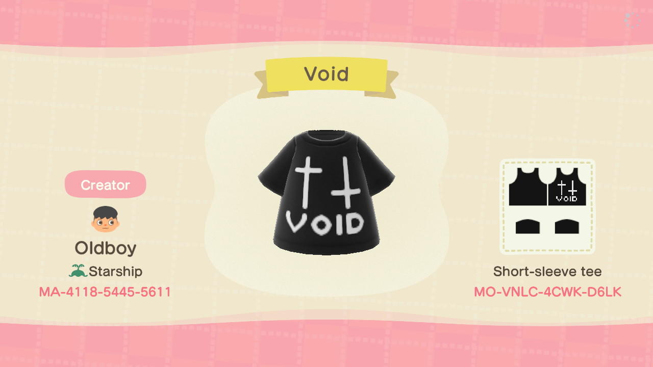 Animal Crossing Design Code: MO-VNLC-4CWK-D6LK Void
