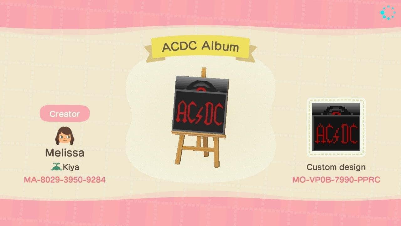 Animal Crossing Design Code: MO-VP0B-7990-PPRC ACDC Album