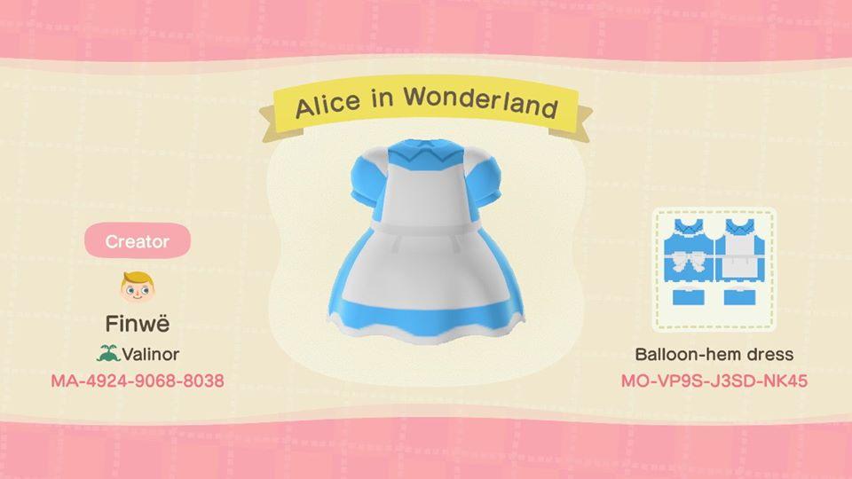 Animal Crossing Design Code: MO-VP9S-J3SD-NK45 Alice in Wonderland