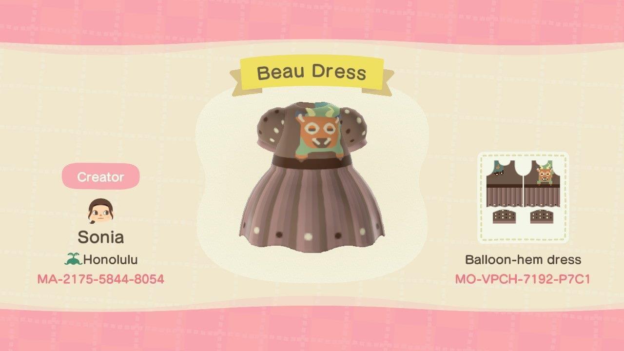 Animal Crossing Design Code: MO-VPCH-7192-P7C1 Beau Dress