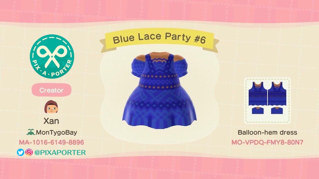 Animal Crossing Design Code: MO-VPDQ-FMY8-80N7 Blue Lace Party #6