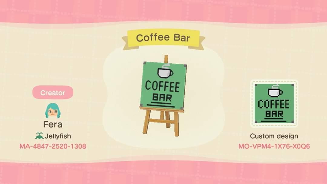 Animal Crossing Design Code: MO-VPM4-1X76-X0Q6 Coffee Bar