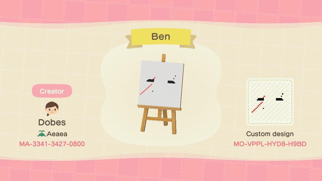 Animal Crossing Design Code: MO-VPPL-HYD8-H9BD Ben